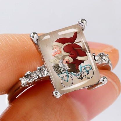 Santa Biking Square Ring
