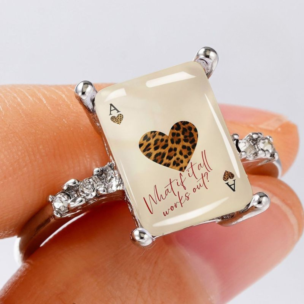Leopard Ace Of Hearts Square Ring