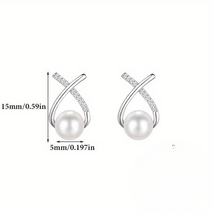 Crystal Twist Pearl Earrings