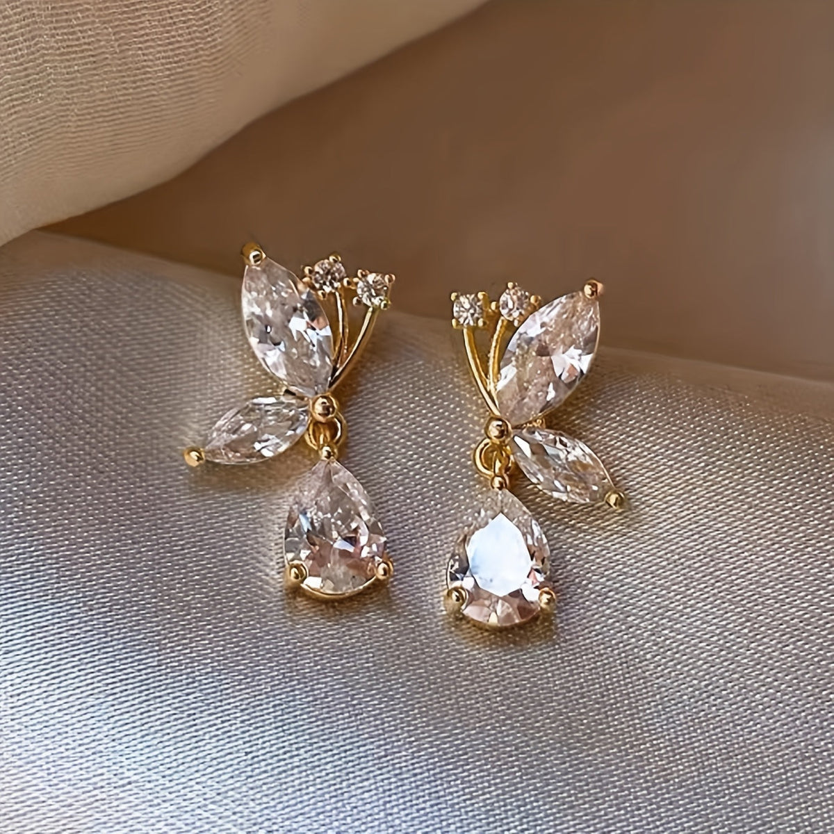 Crystal Butterfly Drop Earrings