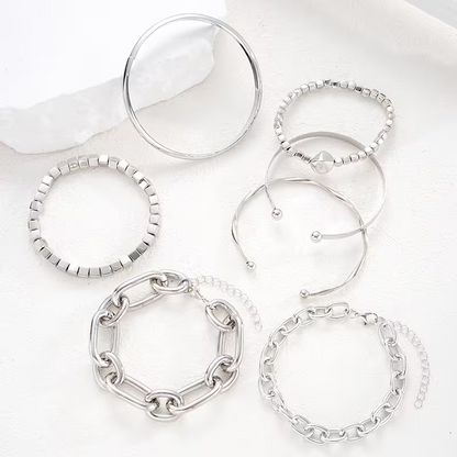 7pc Chunky Stackable Bracelet Set