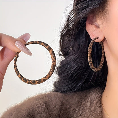 Leopard Print Hoop Earrings