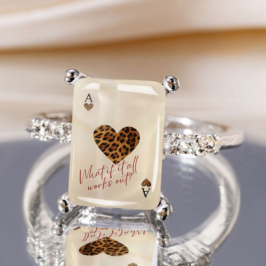 Leopard Ace Of Hearts Square Ring