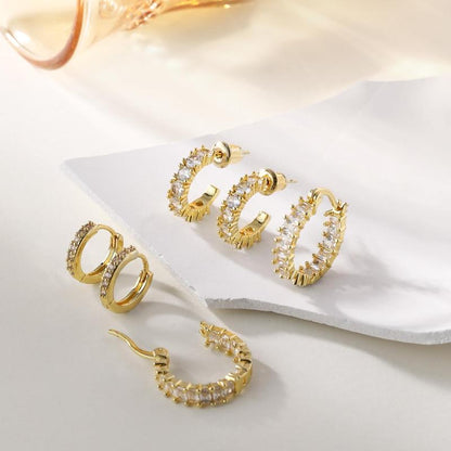 14K 3pc Gold Hoop Earrings