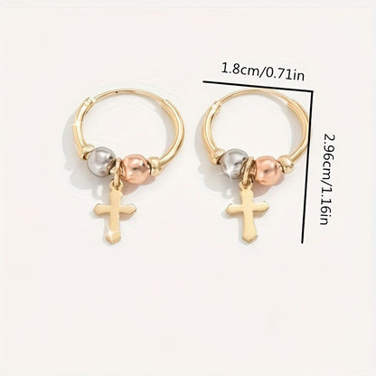 Cross Charm Hoop Earrings