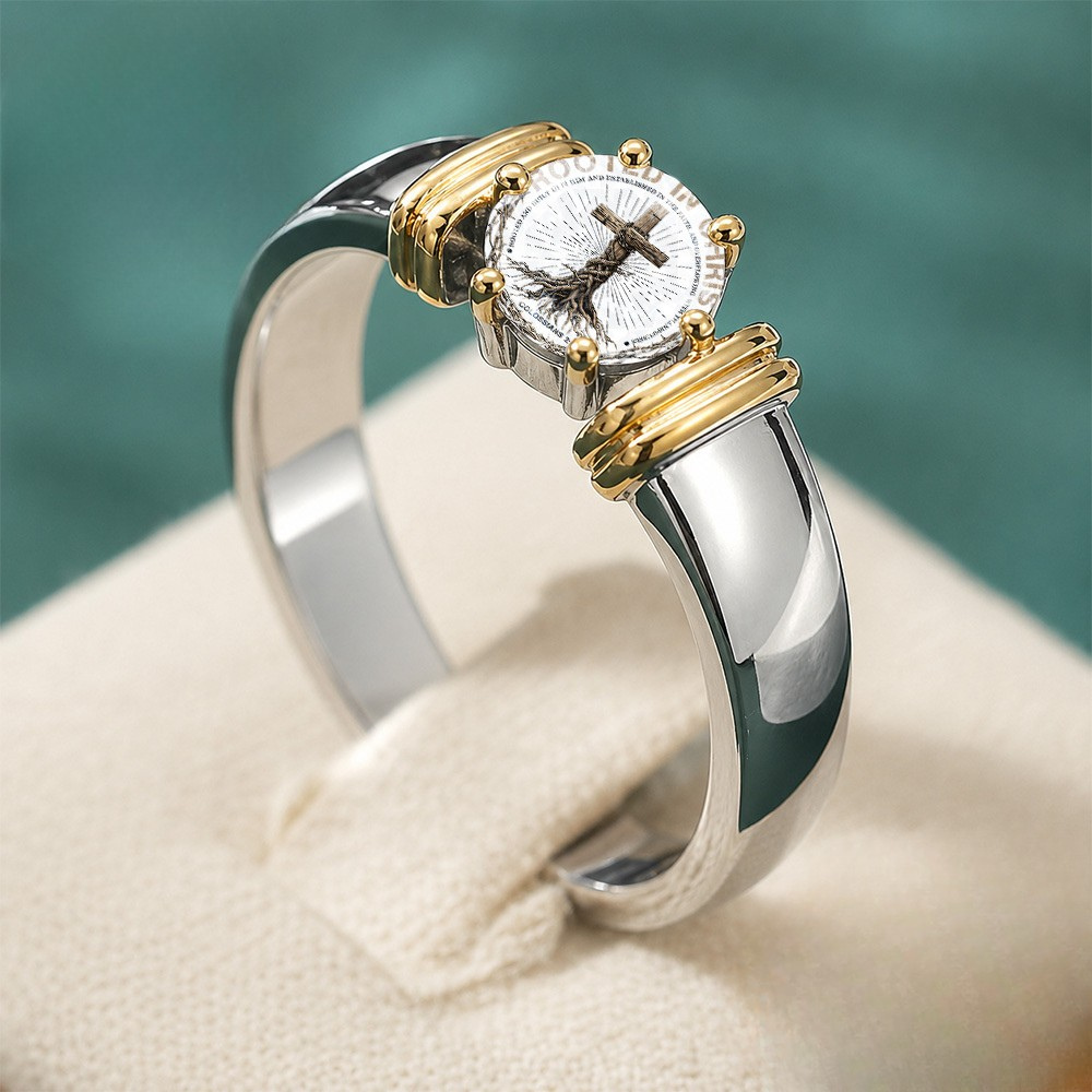 Cross Tree Root Grooved Ring