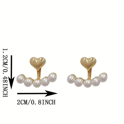 Pearl Heart Jacket Earrings