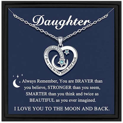 To My Daughter Star & Moon Necklace
