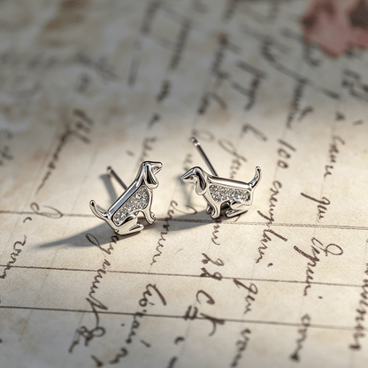Crystal Dog Stud Earrings