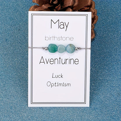 Natural Birthstone Cord Bracelet