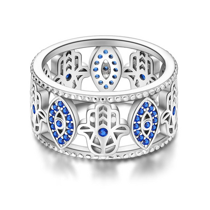 925 Sterling Silver Blue Evil Eye Ring