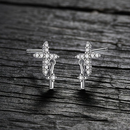 Crystal Cross Dangle Earrings