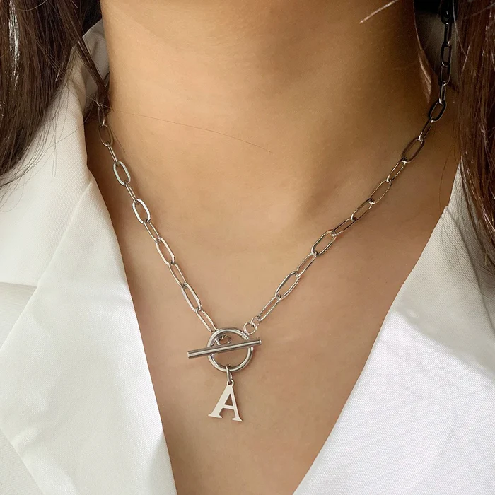 Paperclip Letter Initial Necklace