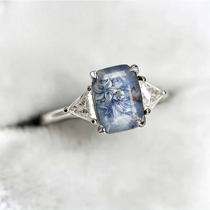 Blue Floral Statement Ring