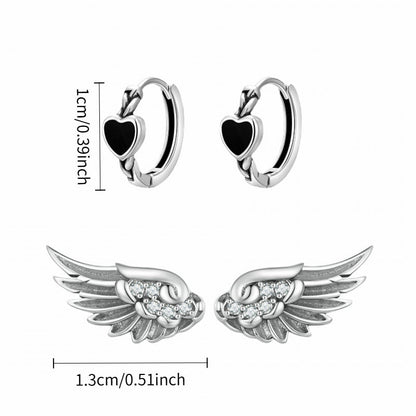 Heart Wing Earrings Set