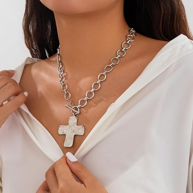 Dainty Cross Toggle Necklace