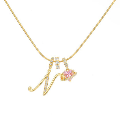 Initial Heart Charm Necklace