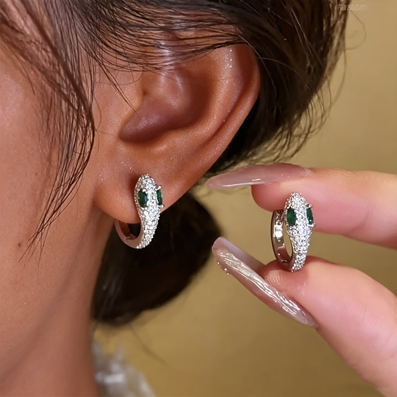 Crystal Snake Hoop Earrings