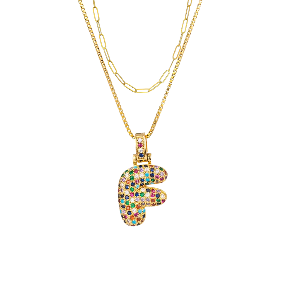 2pc Initial Bubble Necklace Set