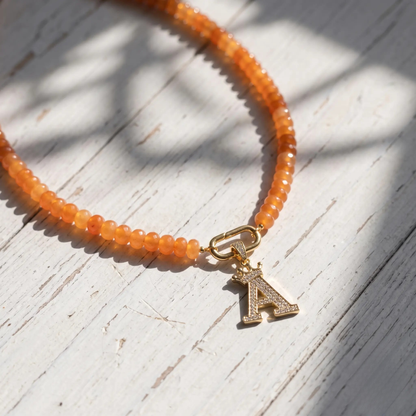 Aventurine Carabiner Initial Necklace