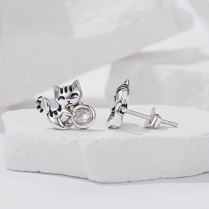 Crystal Kitten Stud Earrings
