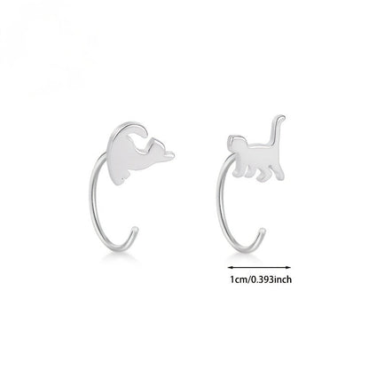 Playful Cat Hoop Earrings