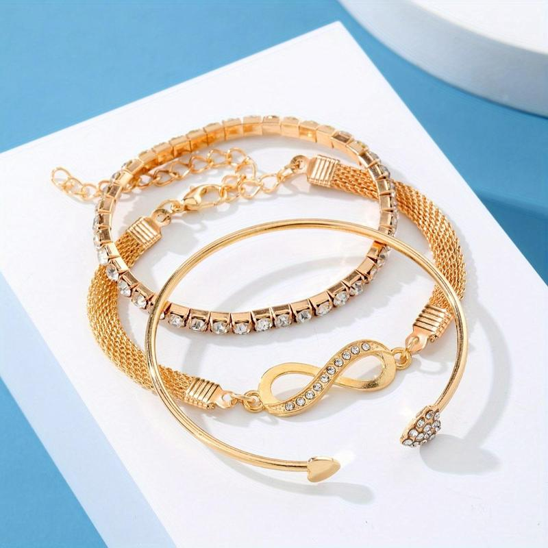 3pc 18k Rhinestone Bracelet Set