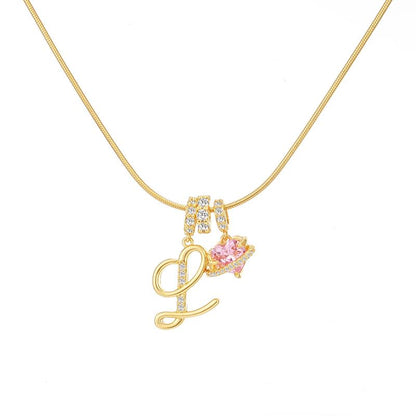 Initial Heart Charm Necklace
