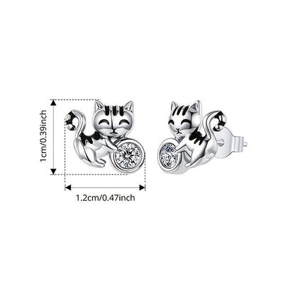 Crystal Kitten Stud Earrings