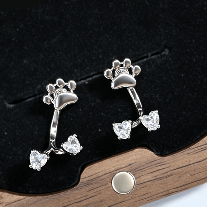 Crystal Paw Print Jacket Earrings