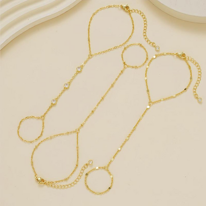 3pc 14k Hand Chain Bracelet