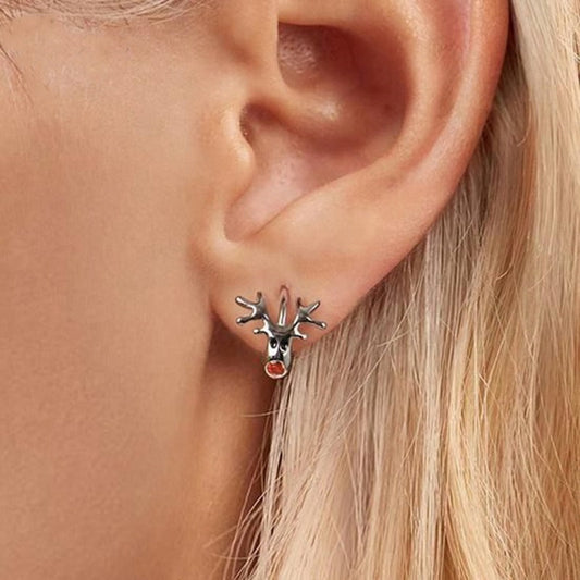 Reindeer Crystal Hoop Earrings