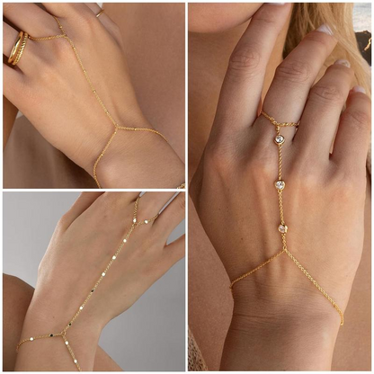 3pc 14k Hand Chain Bracelet