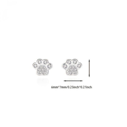 Sparkling Paw Stud Earrings