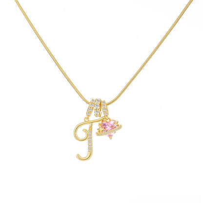 Initial Heart Charm Necklace
