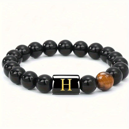 Personalized Tiger Eye Beaded Bracelet