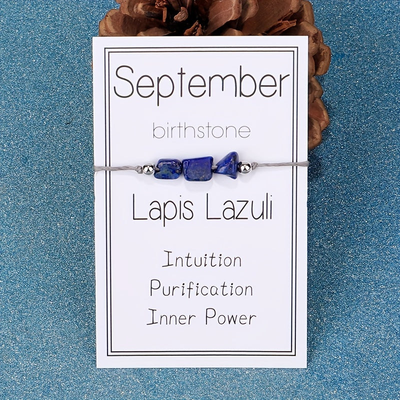 Natural Birthstone Cord Bracelet