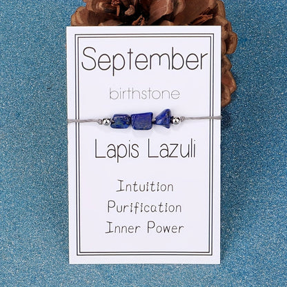 Natural Birthstone Cord Bracelet
