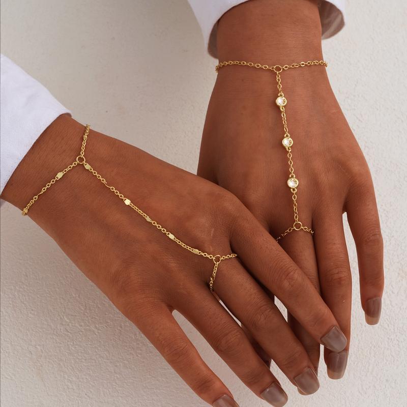 3pc 14k Hand Chain Bracelet