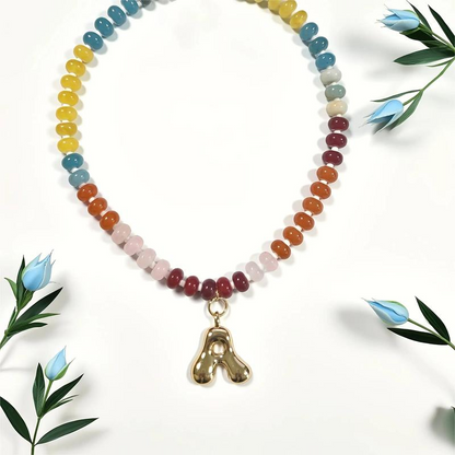 Colorful Beaded Initial Necklace