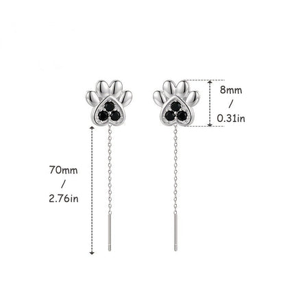 Black Paw Chain Earrings