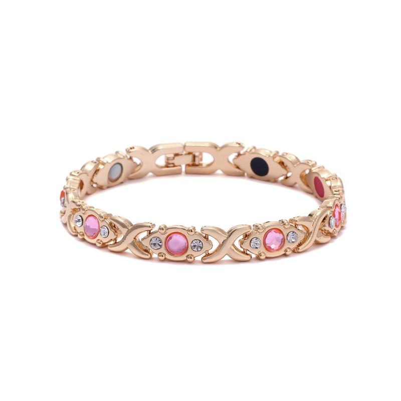 Dainty Pink Stone Copper Bracelet