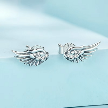 Crystal Angel Wing Stud Earrings