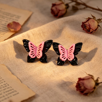 Pink Butterfly Stud Earrings