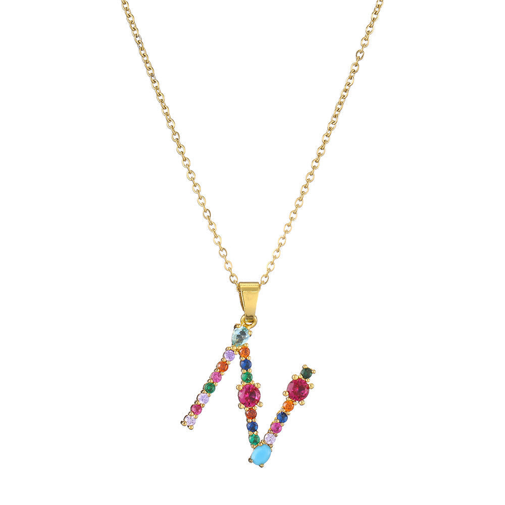 Gold Crystal Initial Pendant Necklace