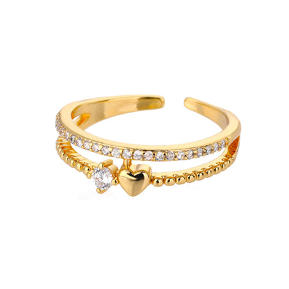 Heart & Solitaire Charm Ring