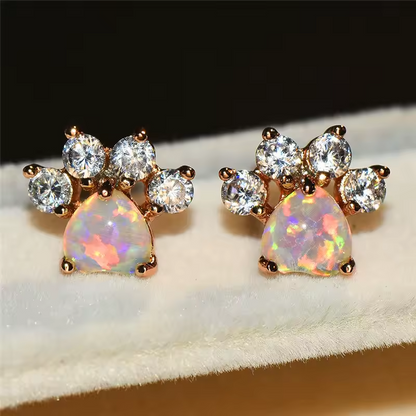 Crystal Cat Paw Earrings
