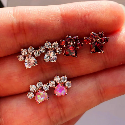 Crystal Cat Paw Earrings