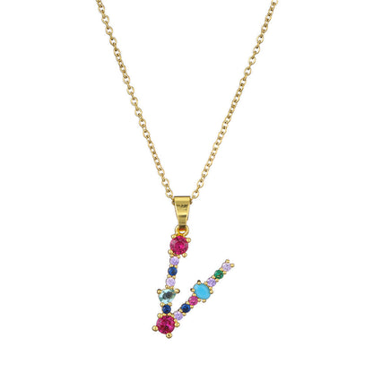 Gold Crystal Initial Pendant Necklace