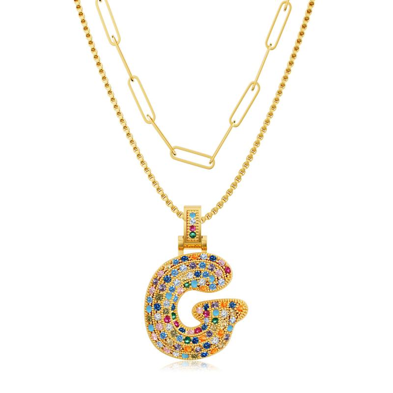 2pc Initial Bubble Necklace Set